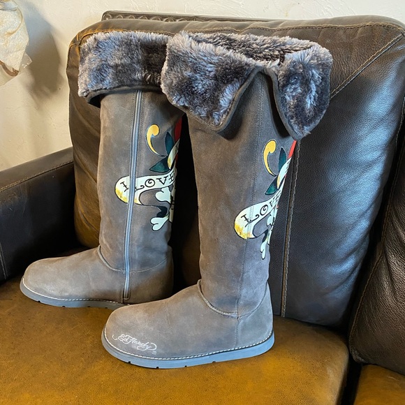 Vintage Ed Hardy Brand New Boots Sz.10 - Picture 2 of 6